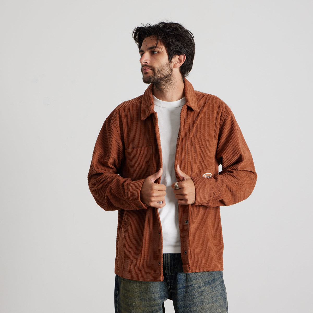 Braun Waffle Cord Overshirt