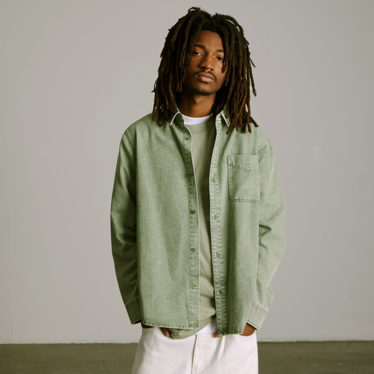 Carson Overdyed Denim Long Sleeve Shirt