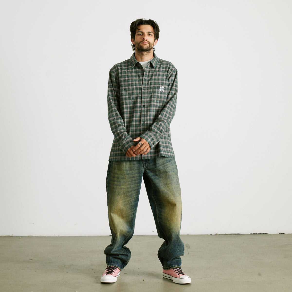 Cross Plaid Long Sleeve Shirt