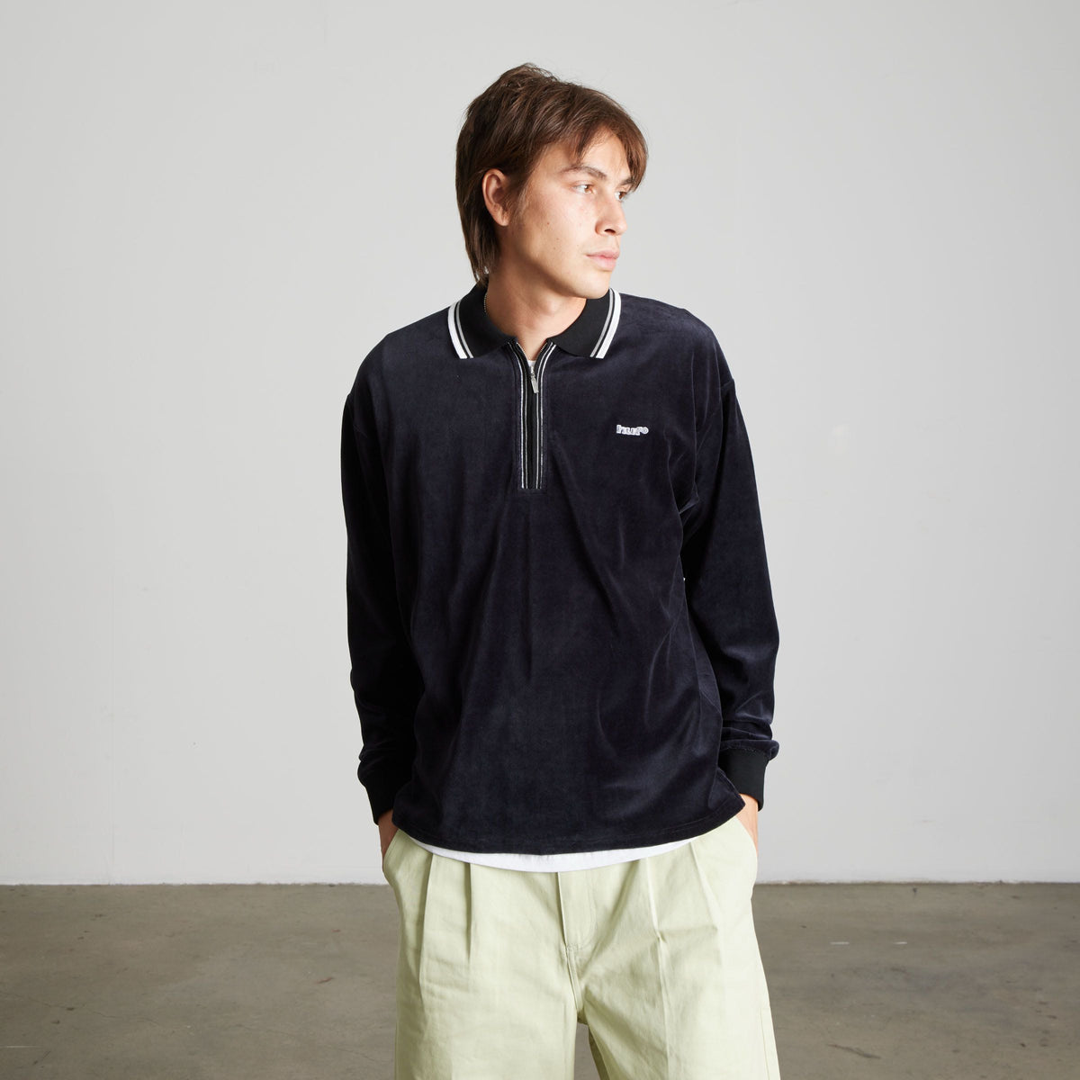 Parker Velour Long Sleeve Polo Shirt