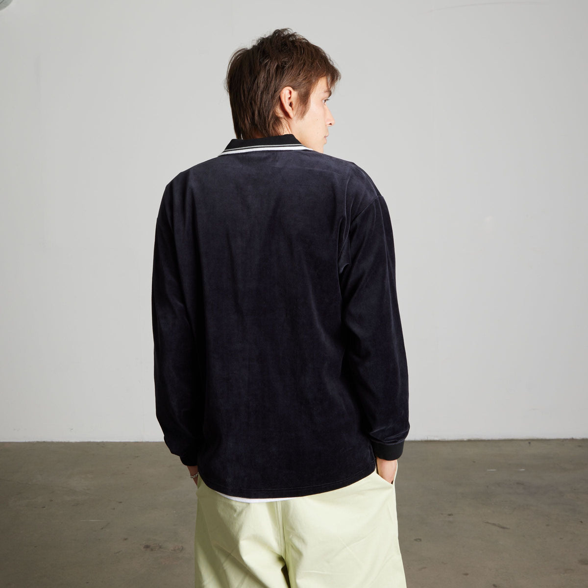 Parker Velour Long Sleeve Polo Shirt