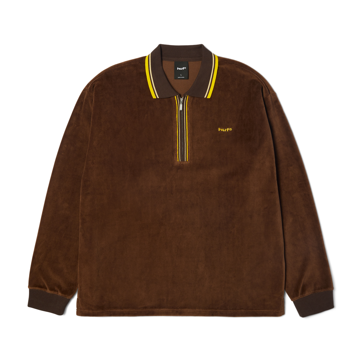 Parker Velour Long Sleeve Polo Shirt