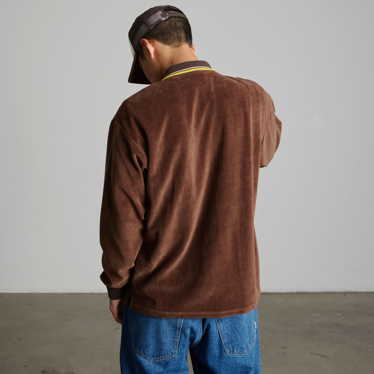 Parker Velour Long Sleeve Polo Shirt